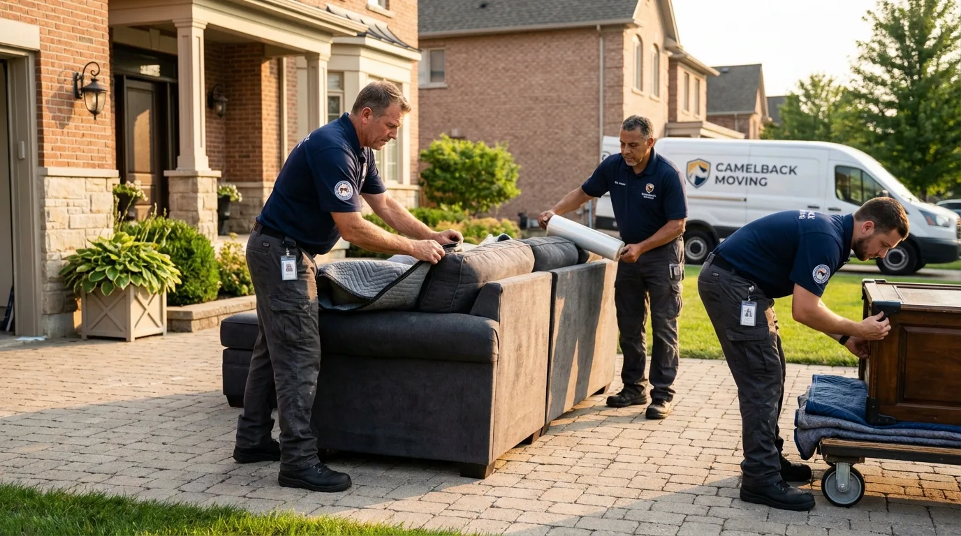 Large estate moving crew wrapping furniture in Millbrook, NY